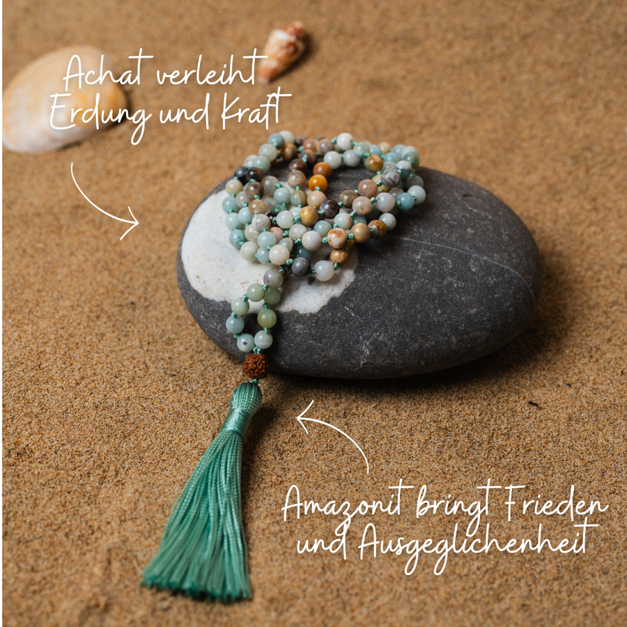 Inner Balance Mala aus Amazonit & Achat